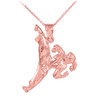 Rose Gold Karate Girl Martial Arts Sports Charm Pendant Necklace
