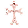 Rose Gold Elegant Armenian Cross with Eternity Diamond Pendant Necklace (Large)