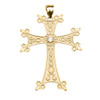 Yellow Gold Elegant Armenian Cross with Eternity Cubic Zirconia  Pendant Necklace (Large)