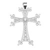 White Gold Elegant Armenian Cross with Eternity Cubic Zirconia  Pendant Necklace (Large)