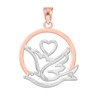 Two-Tone Rose Gold Love Dove with Heart Pendant Necklace