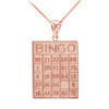 Rose Gold Bingo Card Square Tile Pendant Necklace