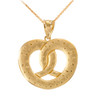 Yellow Gold Love Heart Pretzel Pendant Necklace