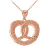 Rose Gold Love Heart Pretzel Pendant Necklace