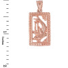 Rose Gold Shark Beaded Frame Pendant Necklace