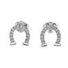 White Gold Horse Shoe Good Luck Diamond Stud Earrings