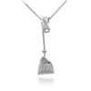 White Gold Broom Stick Charm Necklace