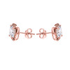 Rose Gold Elegant Diamond Halo Solitaire Princess Cut Cubic Zirconia Stud Earrings