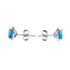 White Gold Elegant Diamond Oval Halo Solitaire Blue Topaz Stud Earrings