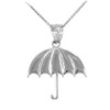 White Gold Open Umbrella Pendant Necklace