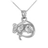 Polished White Gold Rat Mouse Charm Necklace