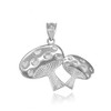 White Gold Mushrooms Pendant Necklace