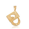 Gold Lucky Ace Card Horseshoe Pendant Necklace