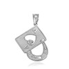 Sterling Silver Lucky Ace Card Horseshoe Pendant Necklace