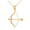 Polished Gold Bow and Arrow Pendant Necklace