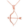 Polished Rose Gold Bow and Arrow Pendant Necklace