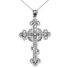 Sterling Silver Elegant Eastern Orthodox Cubic Zirconia Cross Pendant Necklace