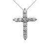 Elegant White Gold 1 Carat Round Cubic Zirconia Extra Small Cross Pendant Necklace