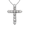 Elegant White Gold 3 Carat Round Cubic Zirconia Small Cross Pendant Necklace