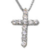 White Gold Elegant 7 Carat Round Cubic Zirconia Cross Pendant Necklace (Large)