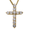Yellow Gold Elegant 12 Carat Round Cubic Zirconia Cross Pendant Necklace (Extra Large)