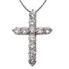 Elegant Sterling Silver 12 Carat Round Cubic Zirconia Cross Pendant Necklace (Extra Large)