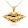 Polished Gold Lips Pendant Necklace