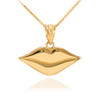 Polished Gold Lips Charm Necklace