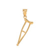 Yellow Gold Medical Recovery Crutch Pendant Necklace