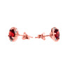 Halo Stud Earrings in Rose Gold with Solitaire Garnet and Diamonds