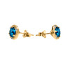 Halo Stud Earrings in Yellow Gold with Solitaire London Blue Topaz and Diamonds