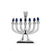 Sapphire and Diamond Sterling Silver Menorah Pendant Necklace