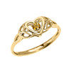 Trinity Knot Heart Solitaire Citrine Yellow Gold Proposal Ring