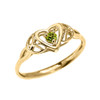 Trinity Knot Heart Solitaire Peridot Yellow Gold Proposal Ring