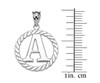 White Gold "A" Initial in Rope Circle Pendant Necklace