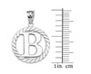 White Gold "B" Initial in Rope Circle Pendant Necklace