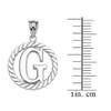 White Gold "G" Initial in Rope Circle Pendant Necklace