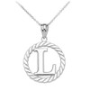 Sterling Silver "L" Initial in Rope Circle Pendant Necklace