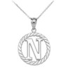 Sterling Silver "N" Initial in Rope Circle Pendant Necklace