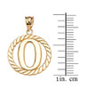 Yellow Gold "O" Initial in Rope Circle Pendant Necklace