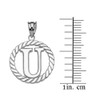 Sterling Silver "U" Initial in Rope Circle Pendant Necklace