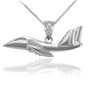White Gold Jet Airplane Pendant Necklace