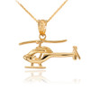 Polished Gold Helicopter Pendant Necklace