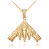 Yellow Gold Military Stealth Aircraft Pendant Necklace