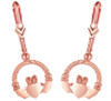 14K Rose Gold Leverback Claddagh Earring