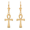 14K Gold Egyptian Ankh Cross Earrings | Ankh Cross Earrings | Solid Gold Ankh Cross Earrings | Egyptian Gold Cross Earrings