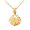 Yellow Gold Round Sand Dollar Pendant Necklace