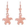 14k Rose Gold Textured Starfish Earrings