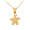Yellow Gold Textured Starfish Pendant Necklace