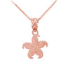 Rose Gold Textured Star Fish Pendant Necklace